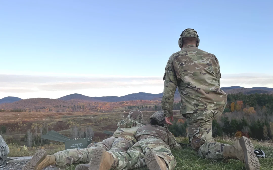 Soldiers practice firing their weapons at a machine gun range in Vermont. - Eve Zuckoff