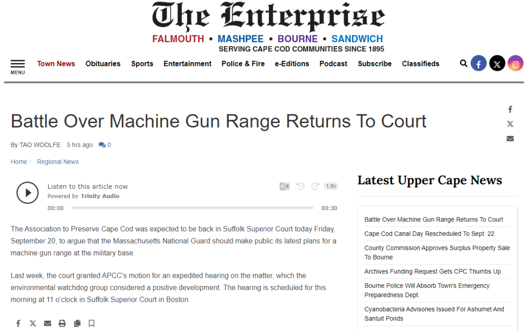 The Enterprise: Battle Over Machine Gun Range Returns To Court